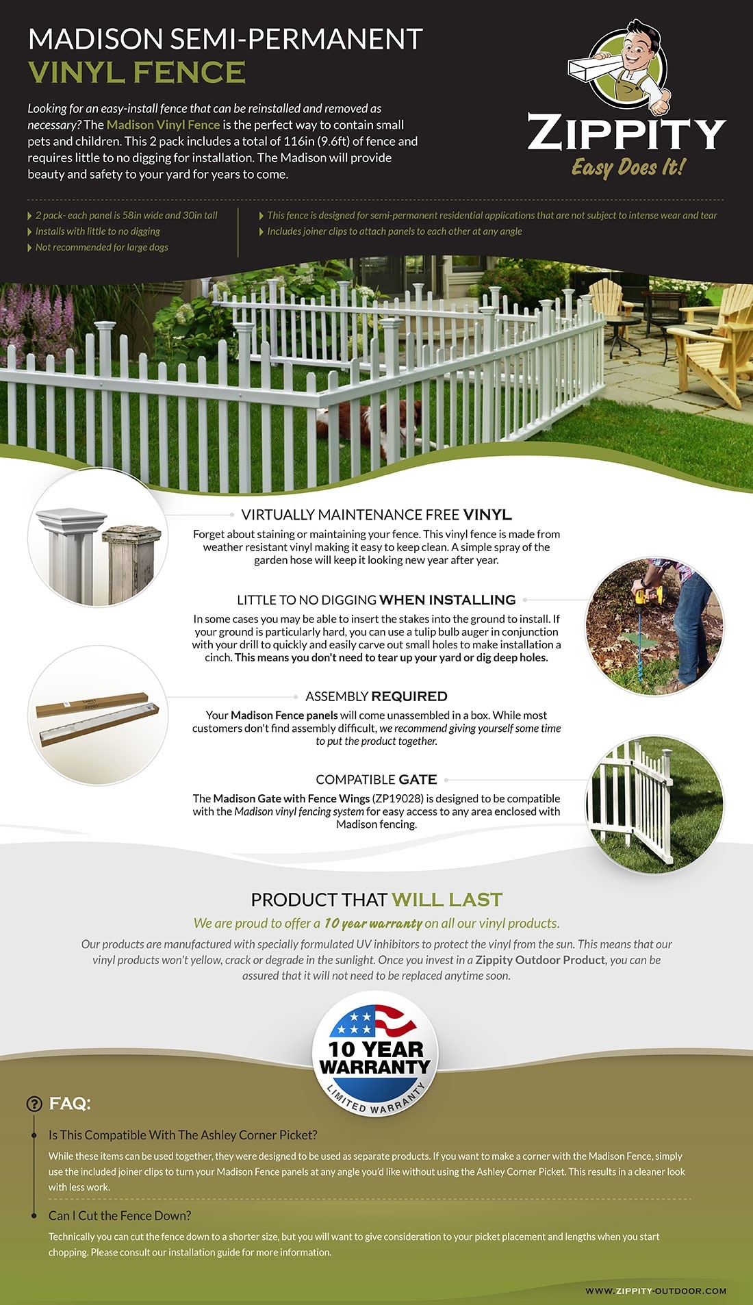 Zippity Outdoor Products 2.5 ft. x 4.7 ft. Madison No-Dig ...