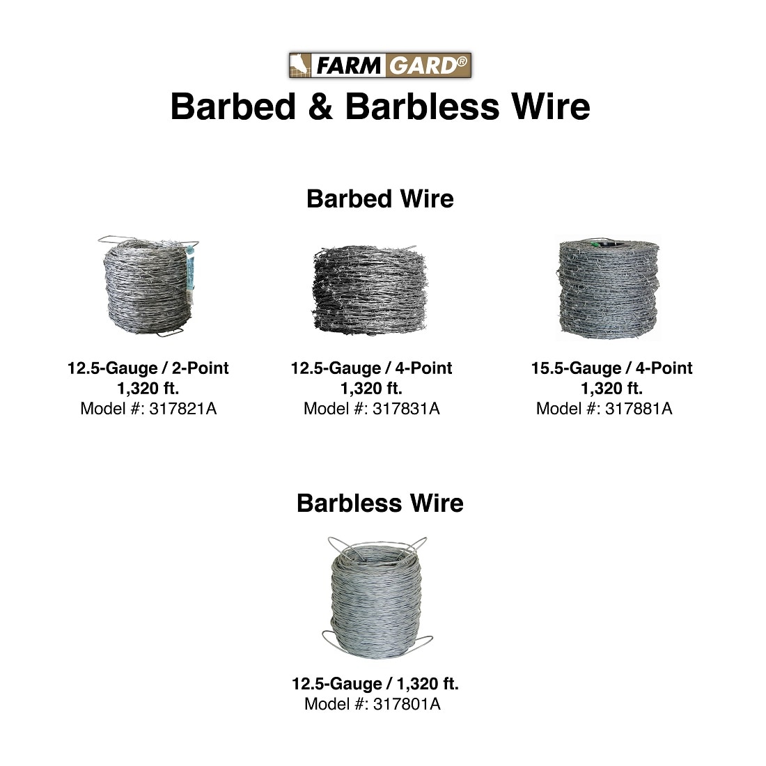 FARMGARD Barbed Wire 1,320 ft 12-1/2 Gauge 4-Point Class I 