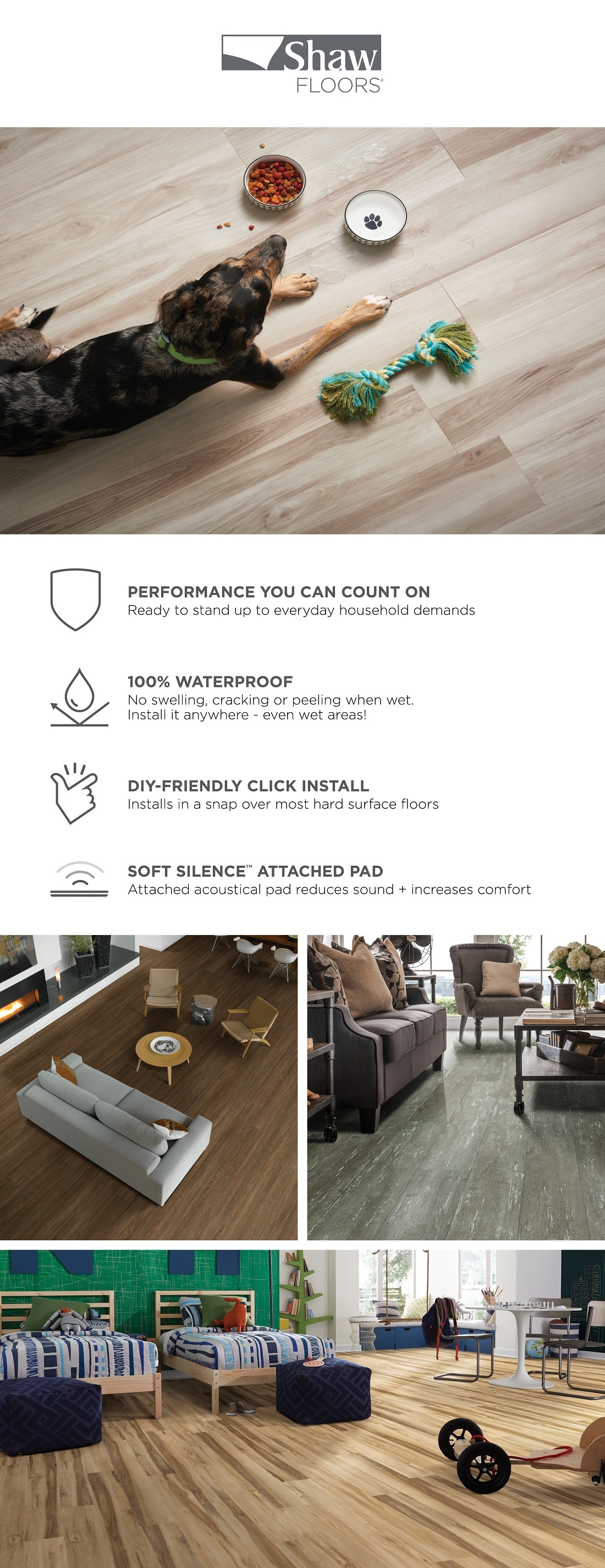 Shaw Floors Sydney Fog 20 MIL x 7 in. W x 48 in. L Waterproof Click ...