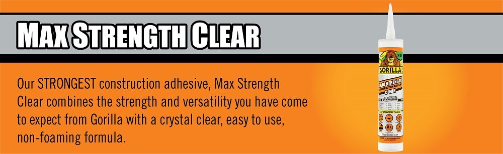 thumbnail image 2 of Gorilla Max Strength Construction Adhesive - Clear 9oz Cartridge (2-Pack) 2 of 12