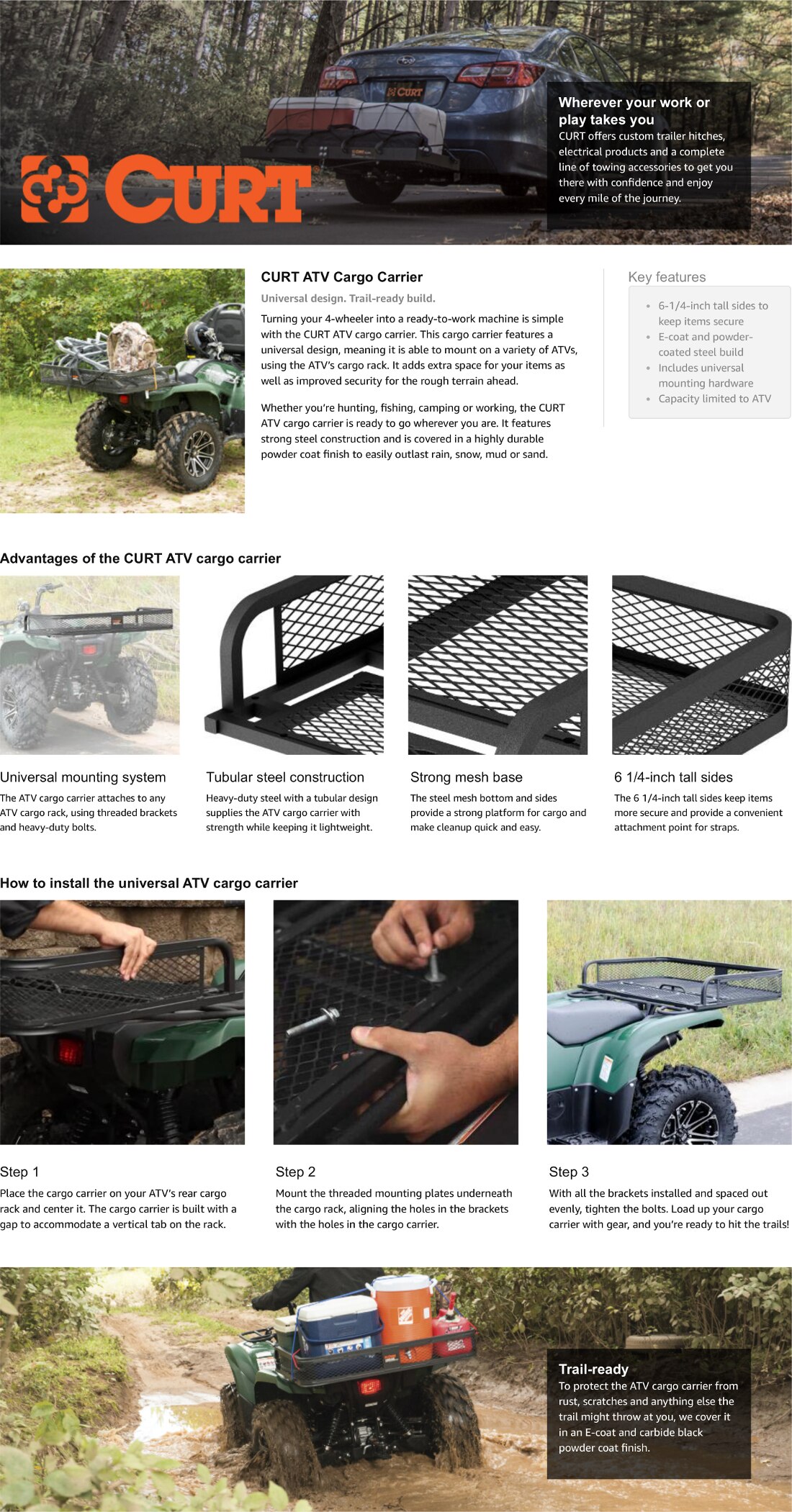 apex truck racks on Curt Universal Atv Cargo Carrier 41 X 26 18101 The Home Depot