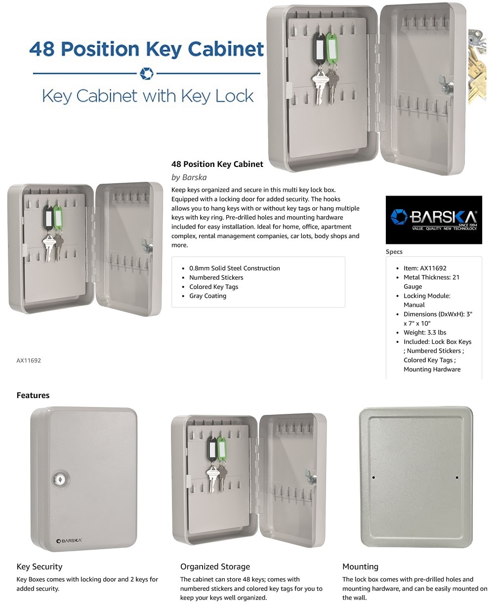BARSKA Lock Box Safe with 48 Key AX11692 - The Home Depot