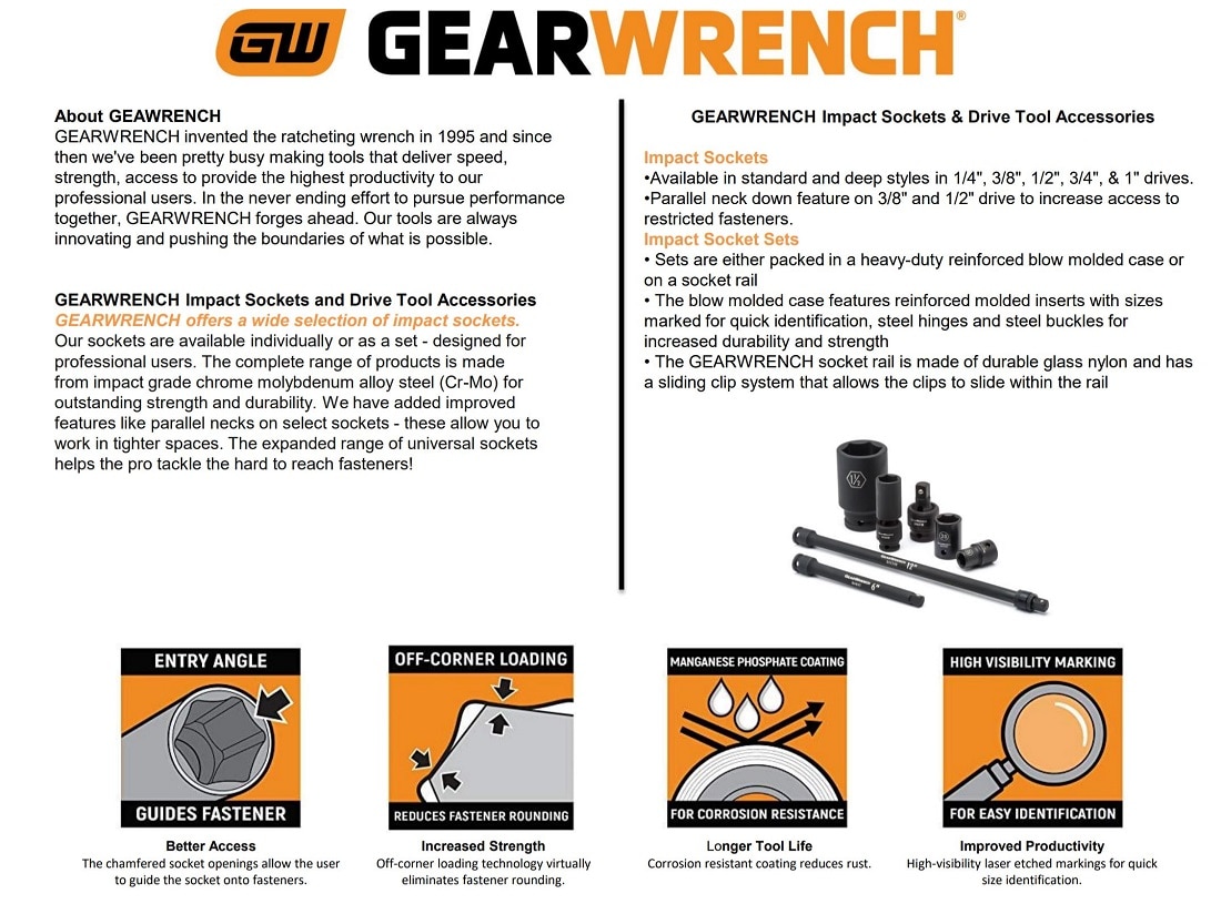 GEARWRENCH Steckschlüssel-Set 20-teilig – 1/4 Zoll Antrieb, SAE