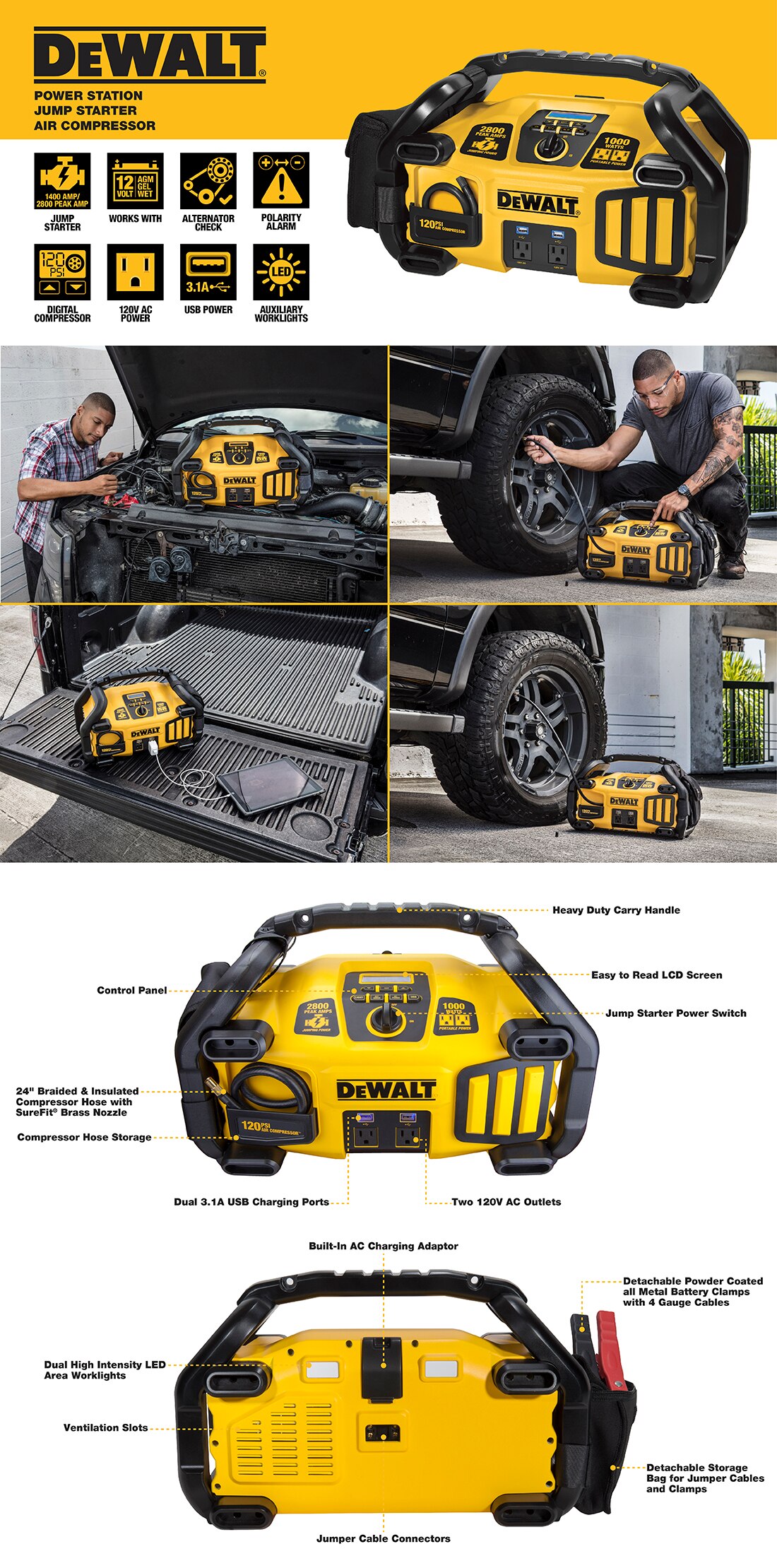 DEWALT 2800 Peak Amp Portable Car Jump 