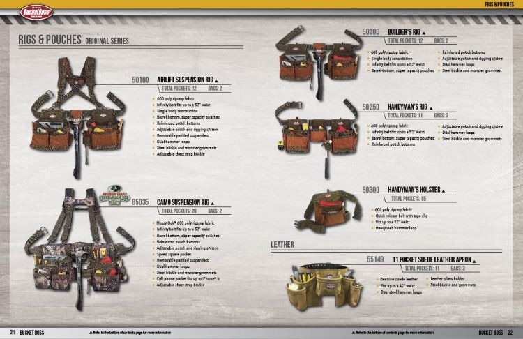 BUCKET BOSS 23.75 in. 10-Pocket Builder's Work Tool Belt Rig 50200 ...