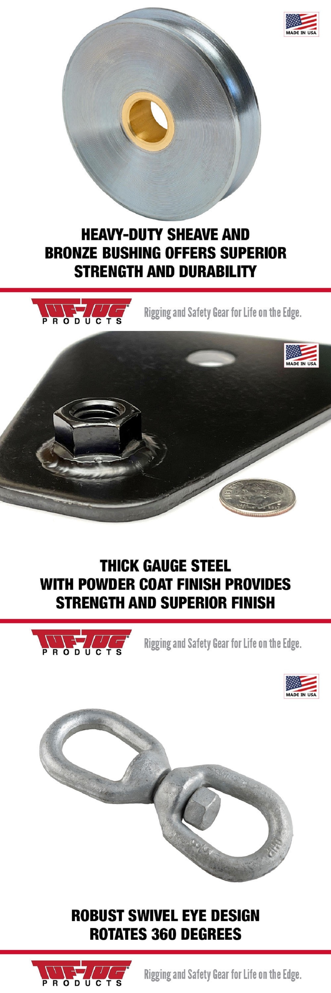 TUF-TUG 4 in. Wire Rope Snatch Block, Swivel Eye Mount, 3,000 lbs ...