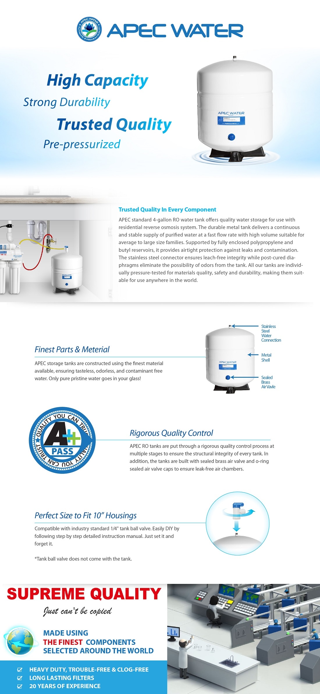 APEC Water Systems 4 Gal. Pre-Pressurized Residential Reverse Osmosis ...