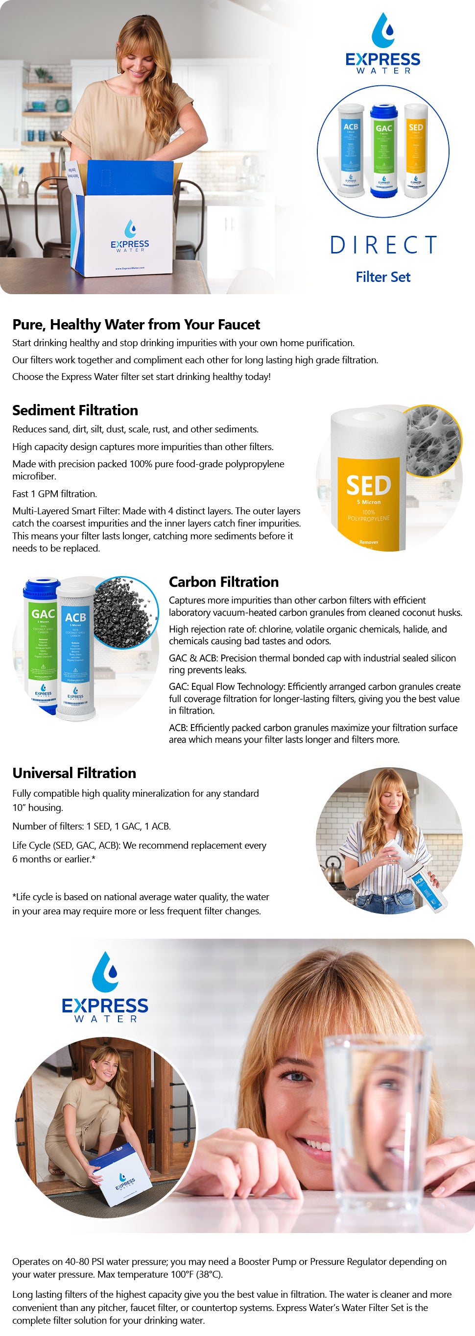 Express Water Replacement Shell Express Water Under Sink Replacement Filter Carbon Sediment Cartridge ...