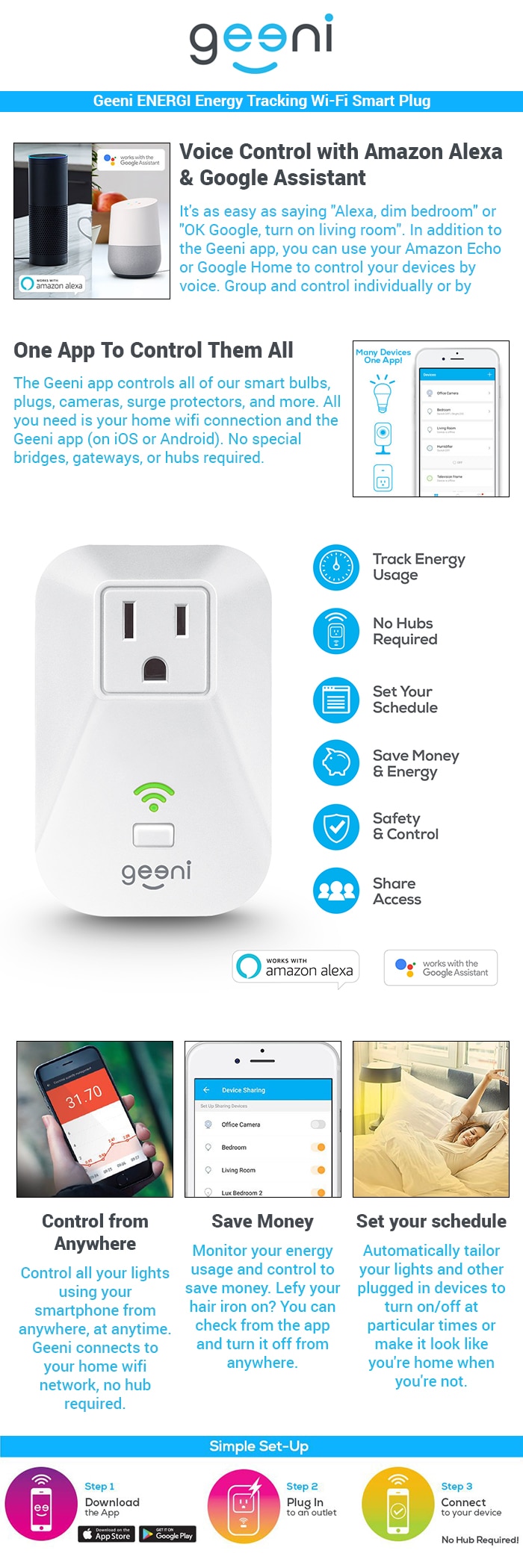 Geeni 10 Amp Single Outlet Smart Wi-Fi Plug - AC/DC Adapter Works with  Alexa and the Google Assistant (1-Pack) GN-WW117-199 - The Home Depot