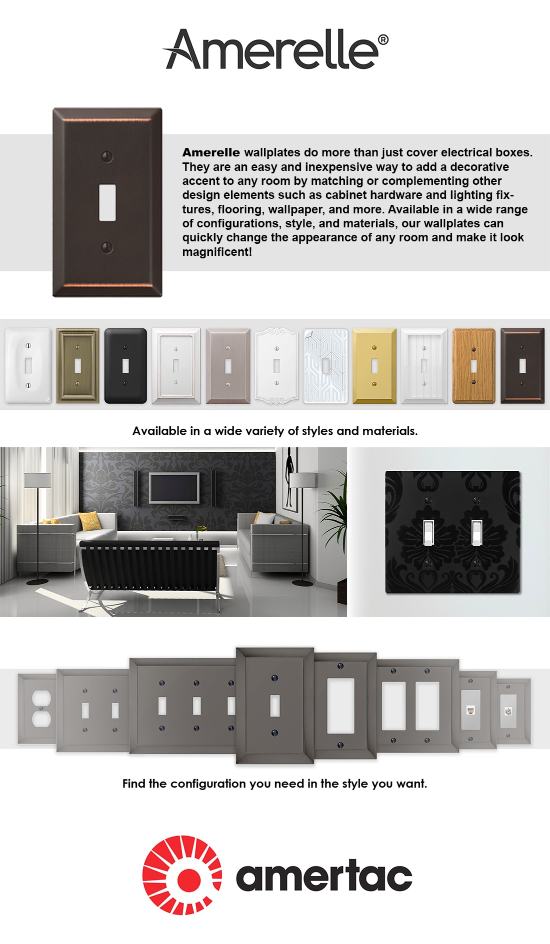 Amerelle Ascher 1 Gang Blank Steel Wall Plate White