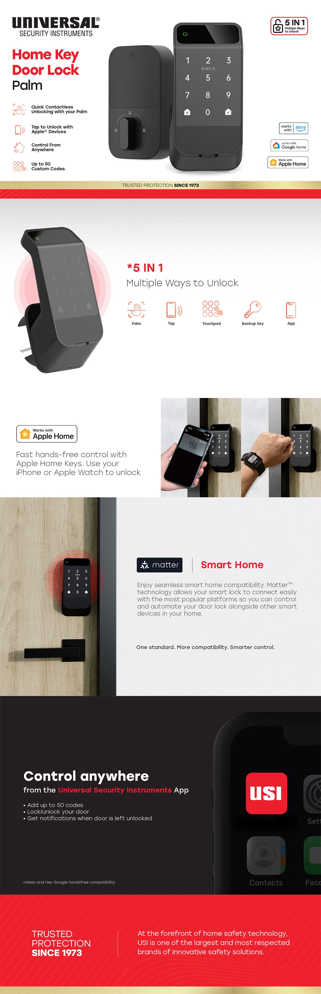 Universal Security Instruments Black Single-Cylinder Smart Lock ...