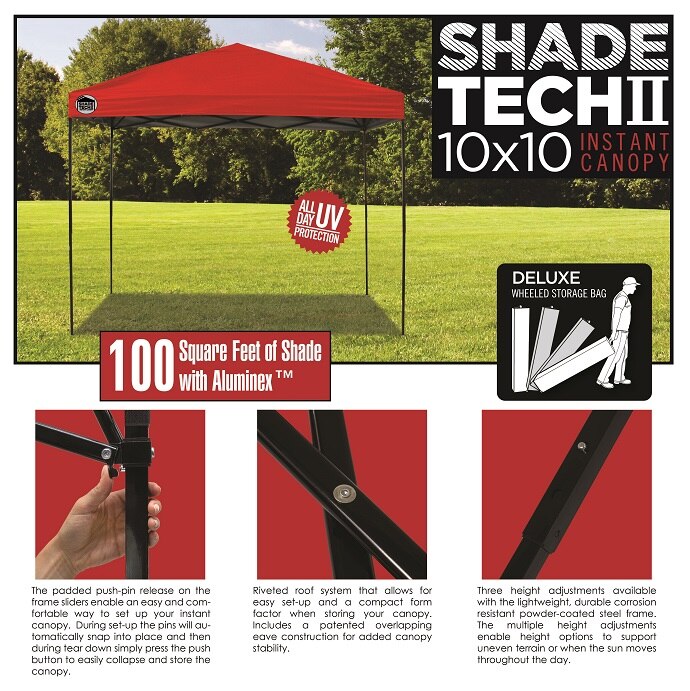 Shade Tech ST100 10 ft. x 10 ft. Instant Patio Canopy in Red 157465 ...
