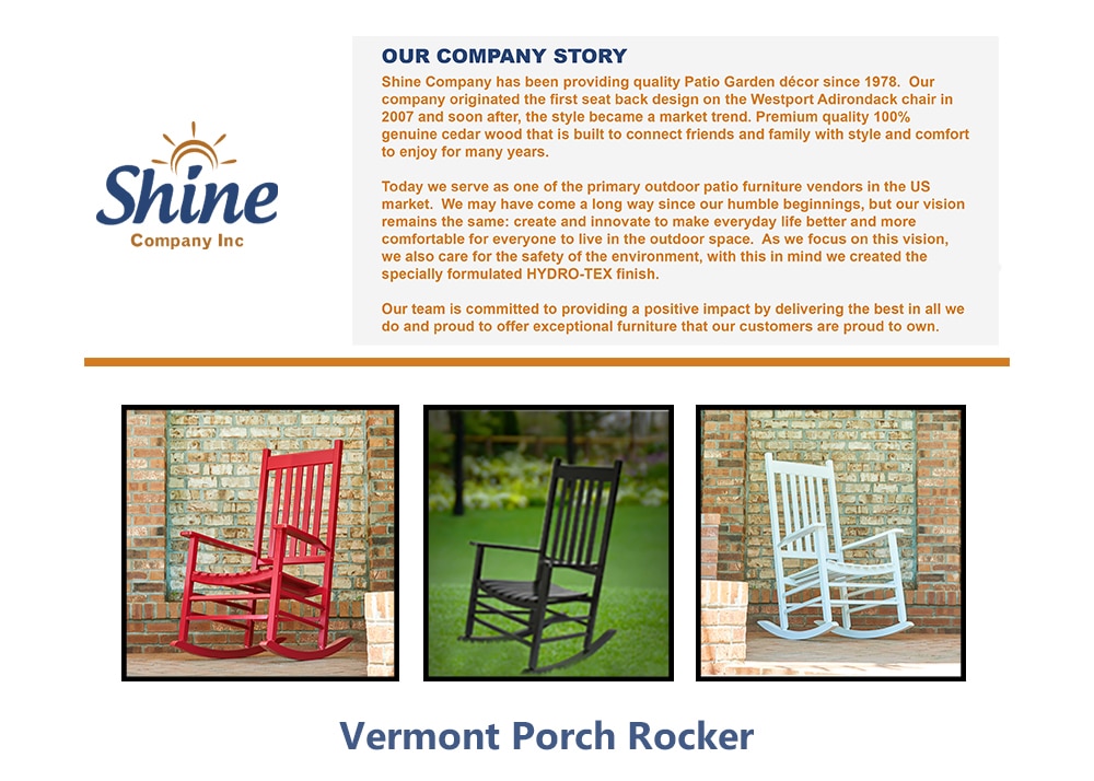 Shine Company Vermont Porch Rocker Chili Pepper Wood Outdoor Rocking ...