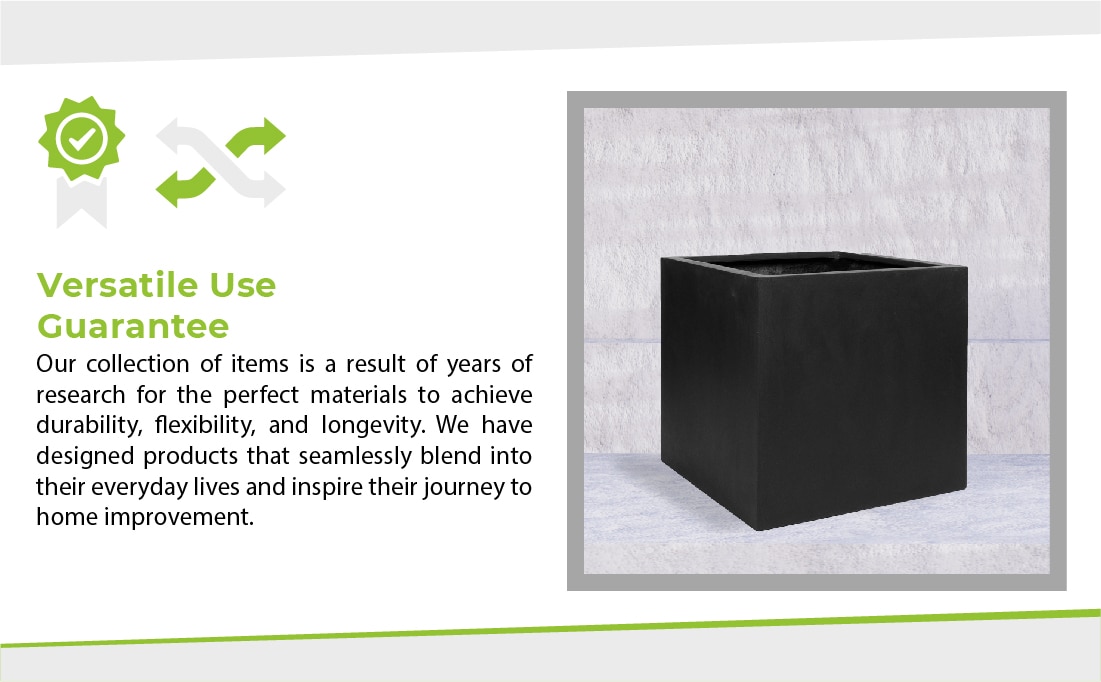 PotteryPots Block Small 12 in. Tall Black Fiberstone Indoor Outdoor ...