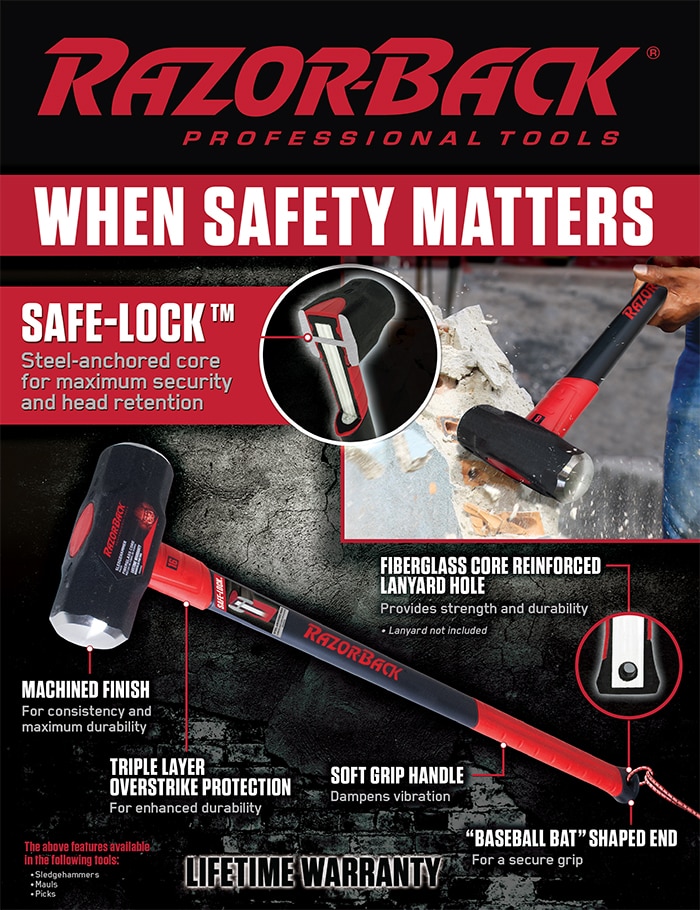 Razor-Back 10 lb. Sledge Hammer with 34 in. Fiberglass Handle 3115000 ...