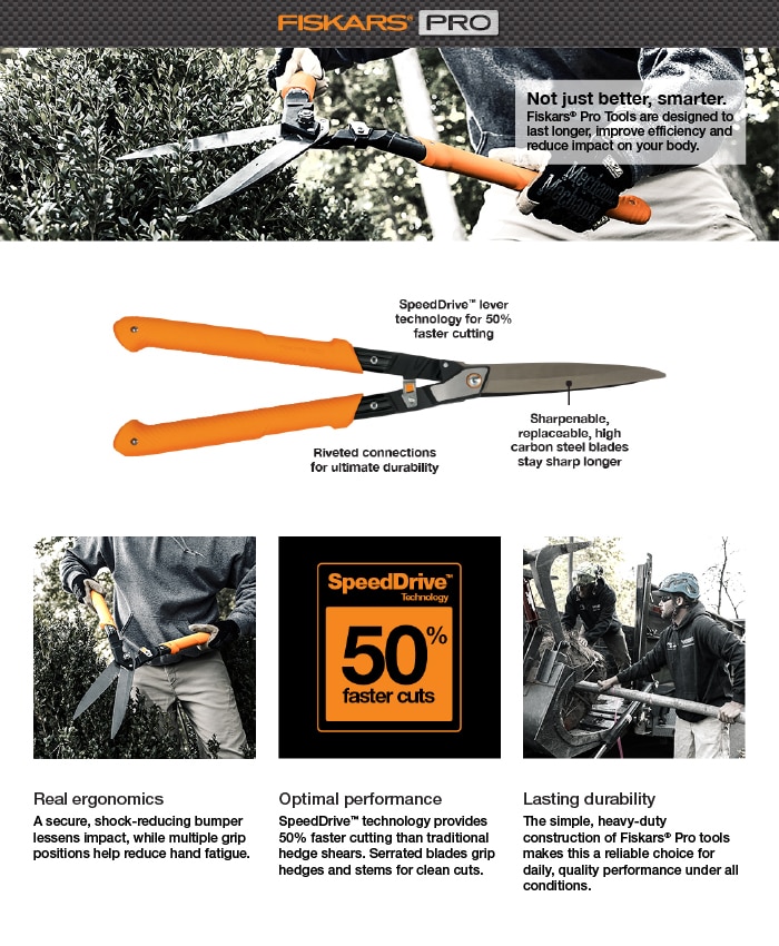Fiskars Pro 9 in. Steel High Carbon Blades Aluminum Handled Hedge ...