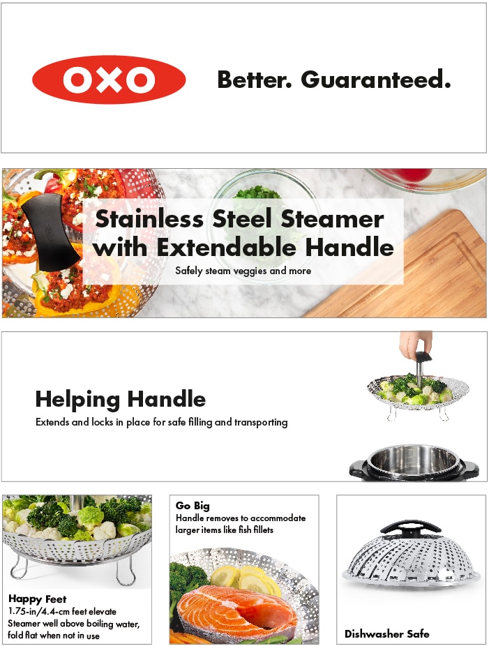 OXO Stainless Steel Steamer with Extendable Handle.