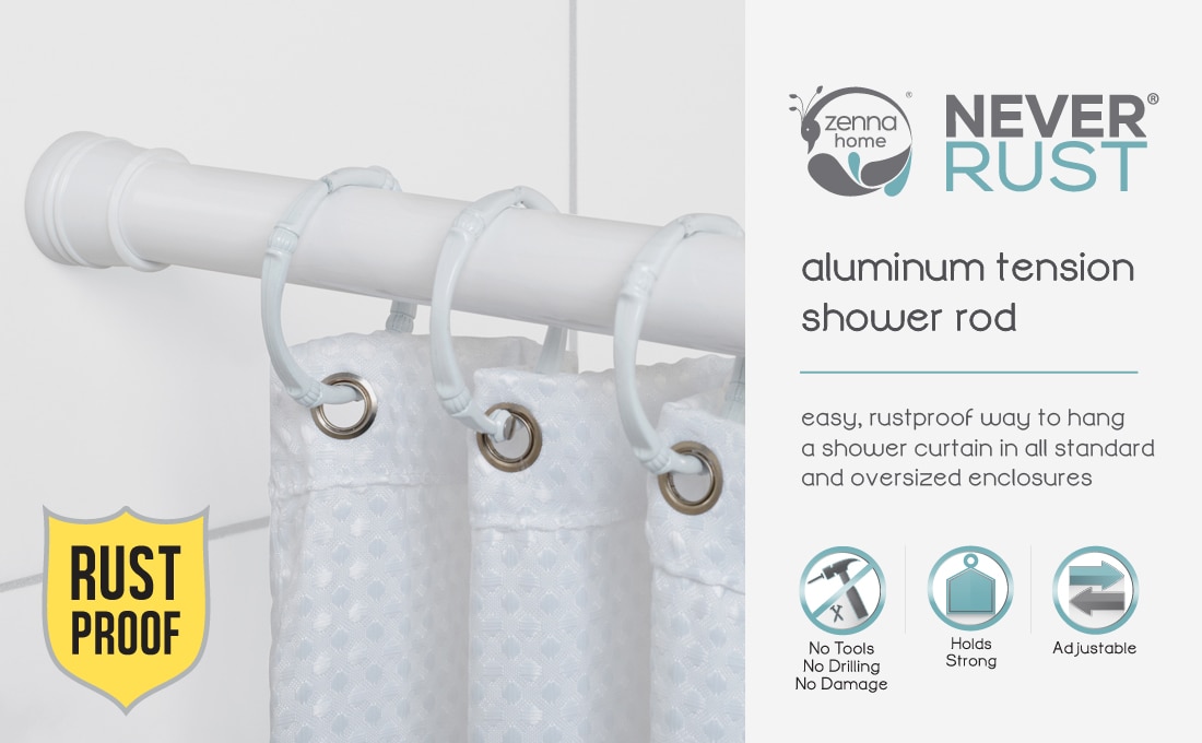 Zenna Home NeverRust 52 in. to 86 in. Aluminum Adjustable Tension ...