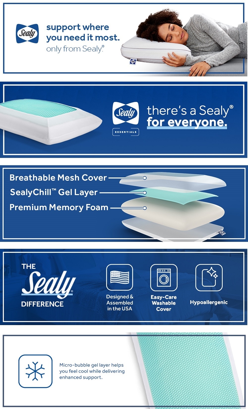 Sealy Essentials 24 in. x 16 in. Cooling Gel Memory Foam Standard Pillow F01-00597-ST0