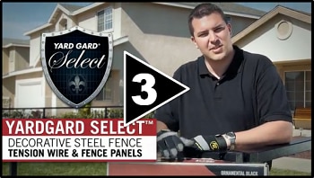 How to Install Decorative Steel Fence Part Three Tension Wire and Fence Panels