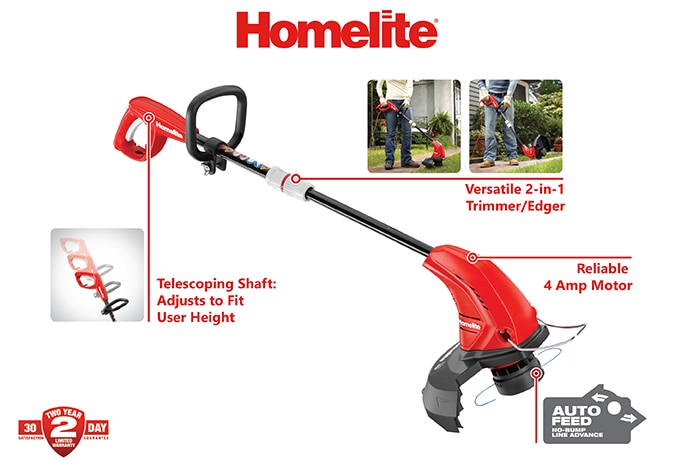 Homelite 13 in. 4 Amp Straight Electric String Trimmer