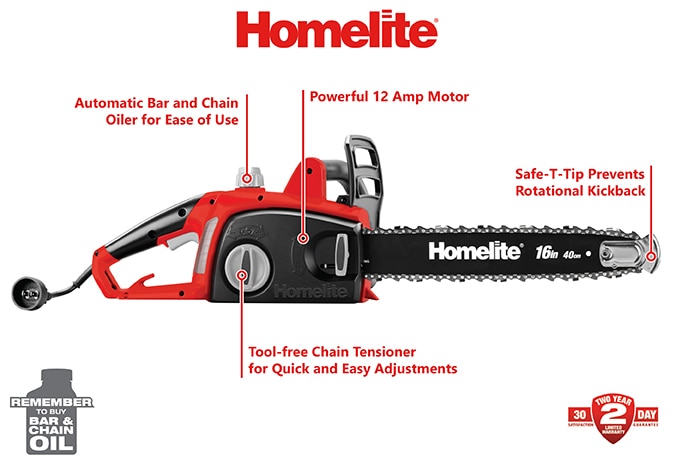 Homelite 16 in. 12-Amp Electric Chainsaw